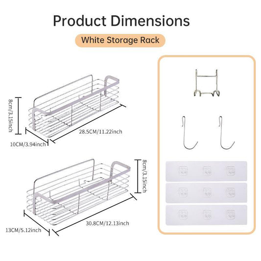 Two Sets of Kitchen Bathroom Shelving, Stainless Steel, Wall-Mounted Shelving for All Smooth Surfaces