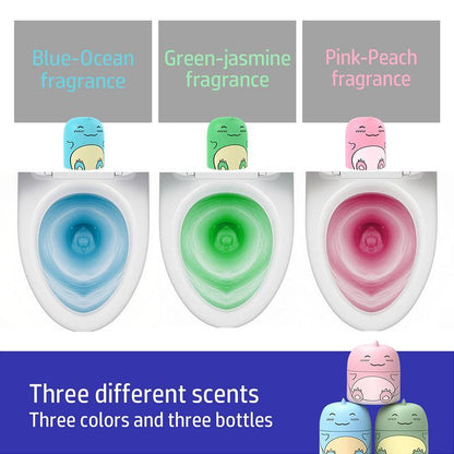 3PCS Toilet Bowl Cleaner Bottle, Cute Dinosaur-Shaped Bathroom Toilet Tank Cleaner with Ocean, Jasmine, and Peach Scent