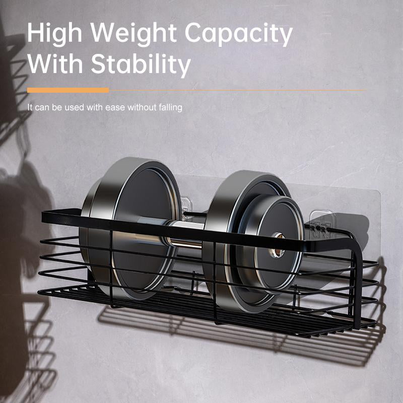 Two Sets of Kitchen Bathroom Shelving, Stainless Steel, Wall-Mounted Shelving for All Smooth Surfaces