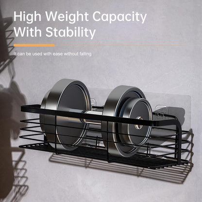 Two Sets of Kitchen Bathroom Shelving, Stainless Steel, Wall-Mounted Shelving for All Smooth Surfaces