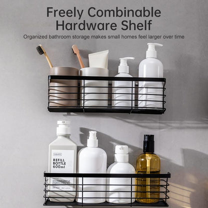 Two Sets of Kitchen Bathroom Shelving, Stainless Steel, Wall-Mounted Shelving for All Smooth Surfaces