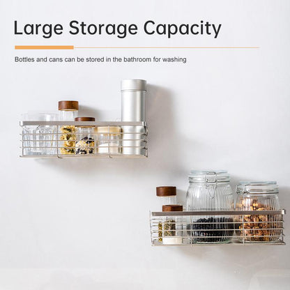 Two Sets of Kitchen Bathroom Shelving, Stainless Steel, Wall-Mounted Shelving for All Smooth Surfaces