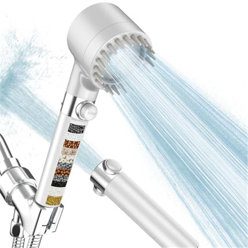 Filtered Shower Head with Handheld and Power Wash for Hard Water, High Pressure Water Flow, and Multiple Spray Modes