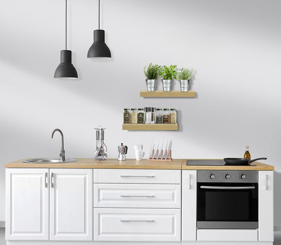 Wall Mounted Sorbus Floating Shelves for Bathroom with 3 Hanging Wooden Book Shelf Decor, 16 Inch Metal Set Mdf Platform