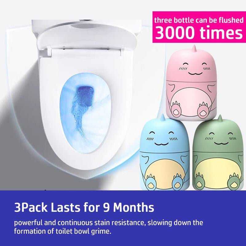 3PCS Toilet Bowl Cleaner Bottle, Cute Dinosaur-Shaped Bathroom Toilet Tank Cleaner with Ocean, Jasmine, and Peach Scent
