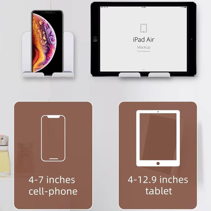 Upgraded Wall Mount Shower Phone Holder with 3 Count Adhesive Stickers | Adjustable and Removable Cell Phone Stand for Bathroom Bedroom Kitchen | Compatible with All Phone and Tablet (Black)