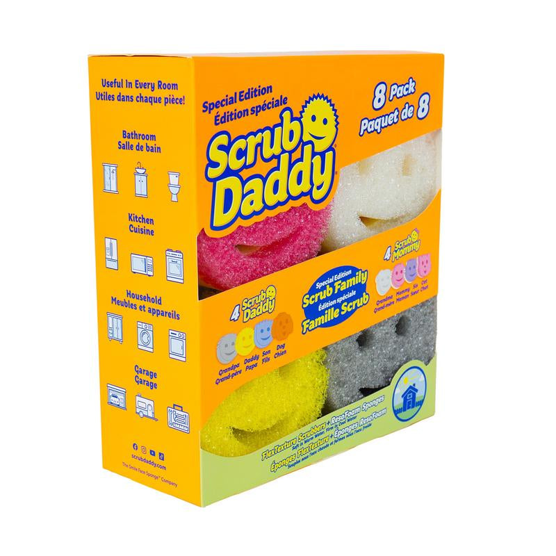 Scrub Family 8 Count Sponges and Scrubbers Box - 4 Family Shaped Scrub Daddys and 4 Family Shaped Scrub Mommys