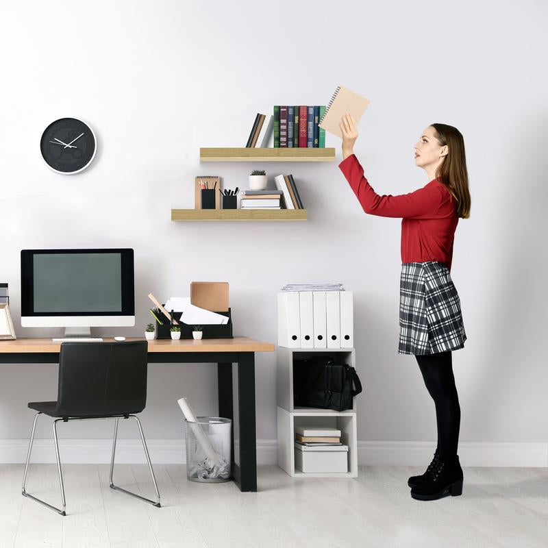 Wall Mounted Sorbus Floating Shelves for Bathroom with 3 Hanging Wooden Book Shelf Decor, 16 Inch Metal Set Mdf Platform